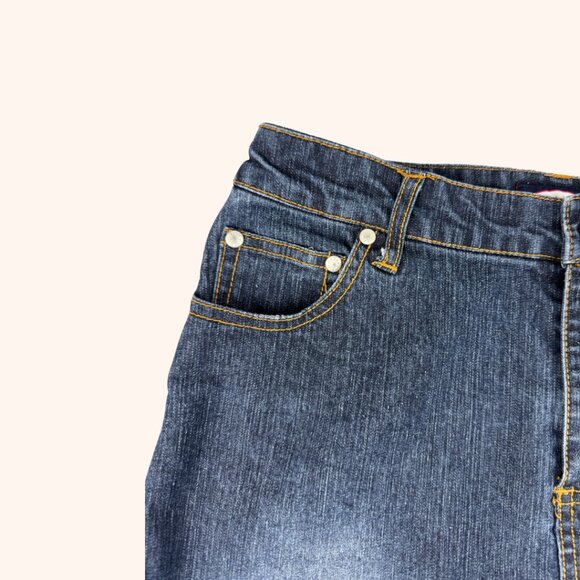 Vintage Y2K Zoey Beth Button Trim Raw Hem Denim Mini Skirt - Picture 4 of 5